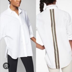 Athleta Small Relaxed fit White button up shirt with stripes